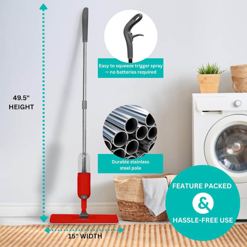 True & Tidy SPRAY-250 Spray Mop, Red