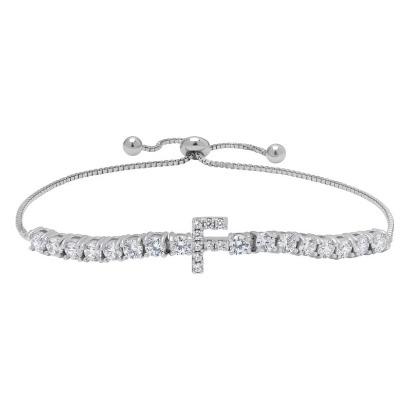Victoria Townsend .925 Sterling Silver Cubic Zirconia Initial Adjustable Bracelet - F