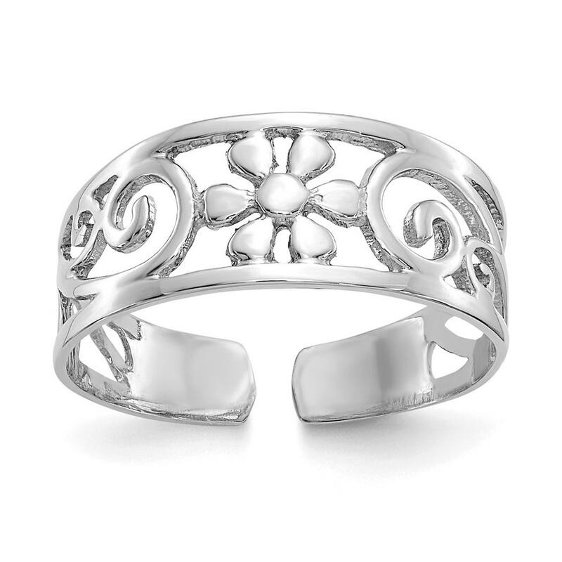 Curata Solid 14 karat Yellow or White Gold 8mm Wide Floral Toe Ring