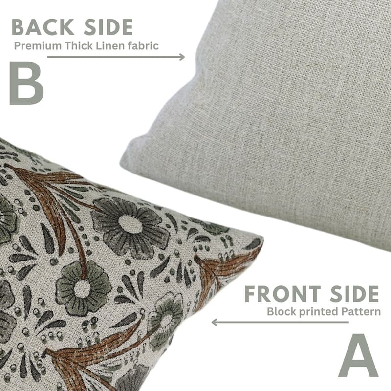Linen Farmhouse Block print pillow Cover Vanshika