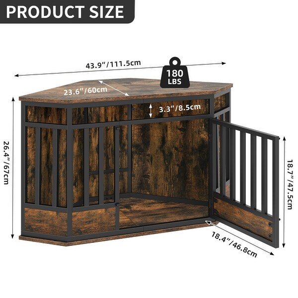 Moasis 52 Inch Corner Dog Crate Furniture with Lockable Door,Heavy