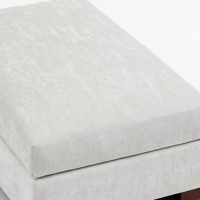 2 Set Modern 41" W Rectangle Chenille Ottoman