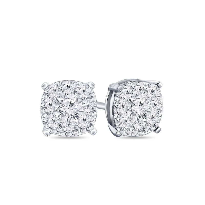 Auriya 14k Gold 1/2ctw Cushion Pave Diamond Stud Earrings (H-I, I1-I2)