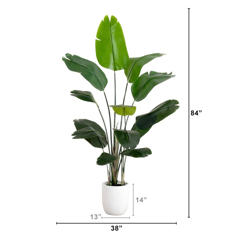 7-ft Artificial Bird of Paradise Tree with Resin Stone Planter