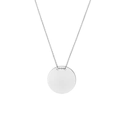 Curata 14k Yellow, Rose or White Gold Round Name Plate Necklace, 18"
