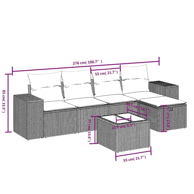 vidaXL Garden Sofa Set Beige/Black/Brown/Grey