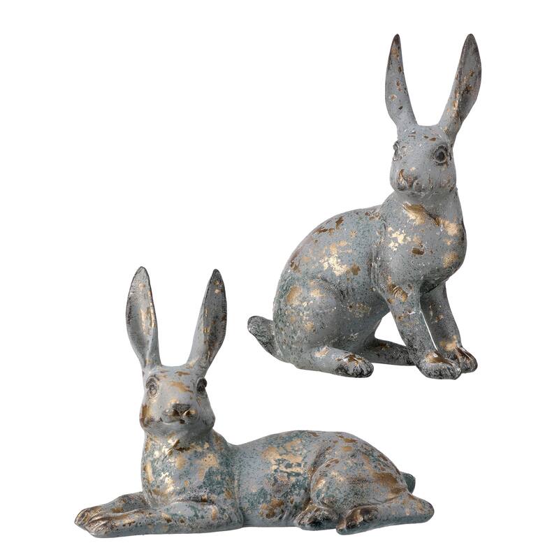 Resin Sit And Lay Rabbit Set of 2