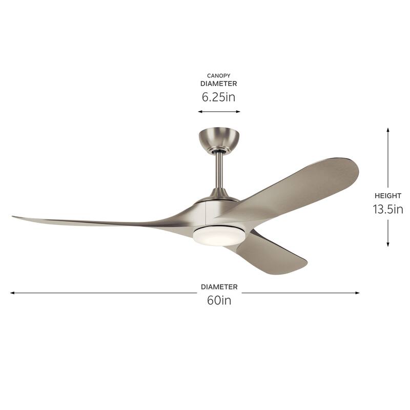 Kichler Lighting Mylo 60 Inch WeatherPlus Ceiling Fan with Satin Etch Cased Opal Glass