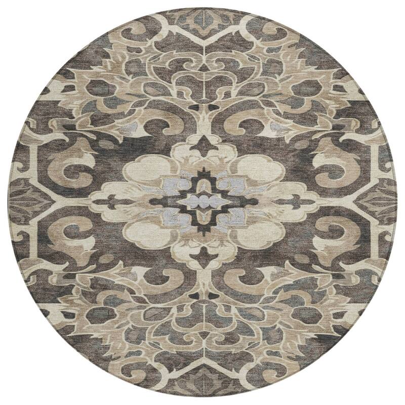 HomeRoots Damask Traditional Rectangle Outdoor Rug