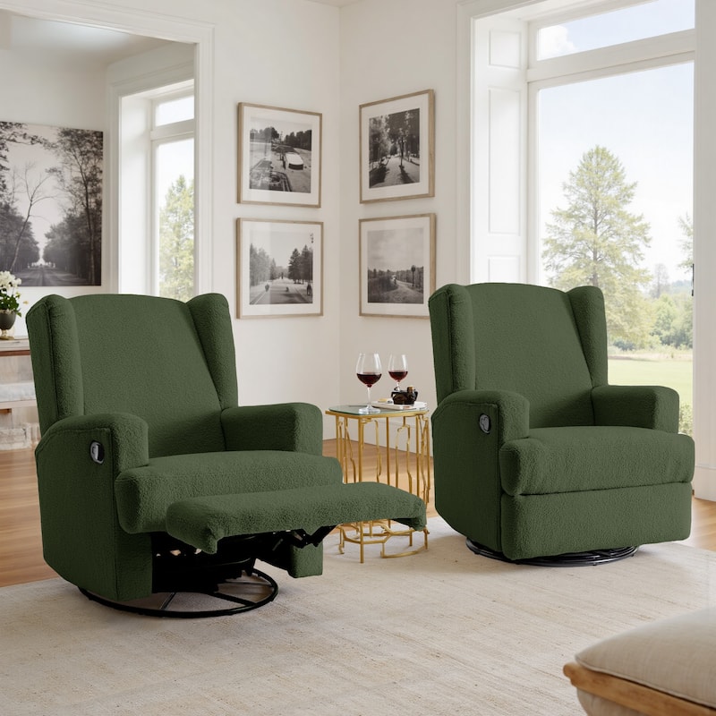 Swivel Glider Rocker Nursery Recliner Chair set of 2 - GREEN