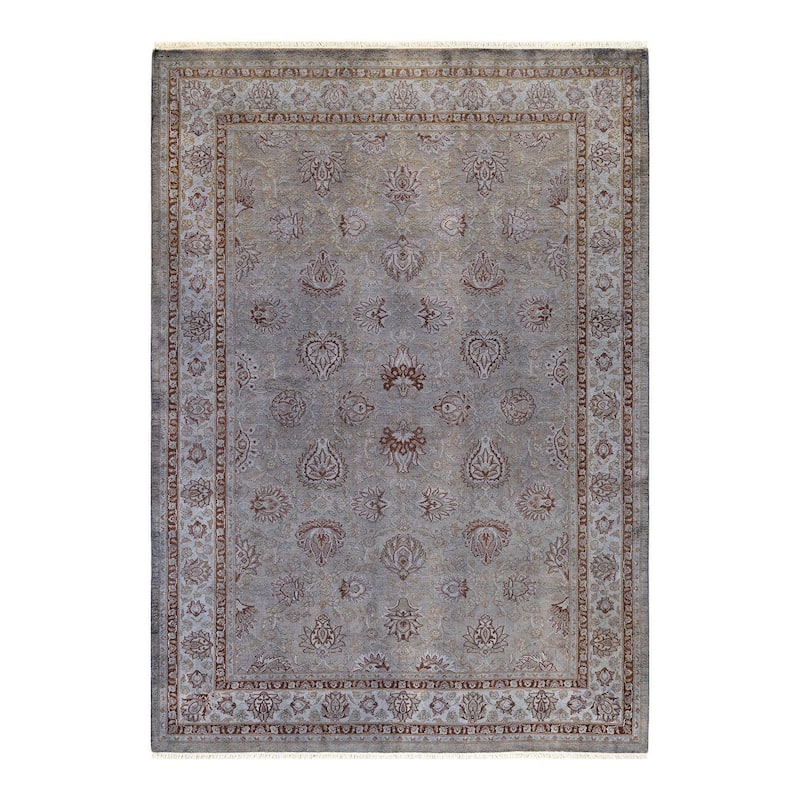 Overton Hand Knotted Wool Vintage Inspired Modern Contemporary Overdyed Gray Area Rug - 4' 7" x 6' 6"