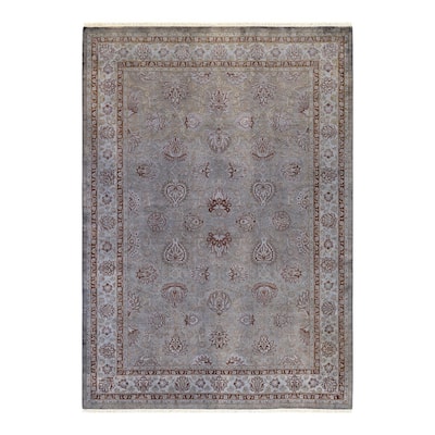 Overton Hand Knotted Wool Vintage Inspired Modern Contemporary Overdyed Gray Area Rug - 4' 7" x 6' 6"