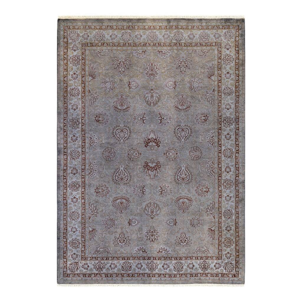 Overton Hand Knotted Wool Vintage Inspired Modern Contemporary Overdyed Gray Area Rug - 4' 7" x 6' 6"
