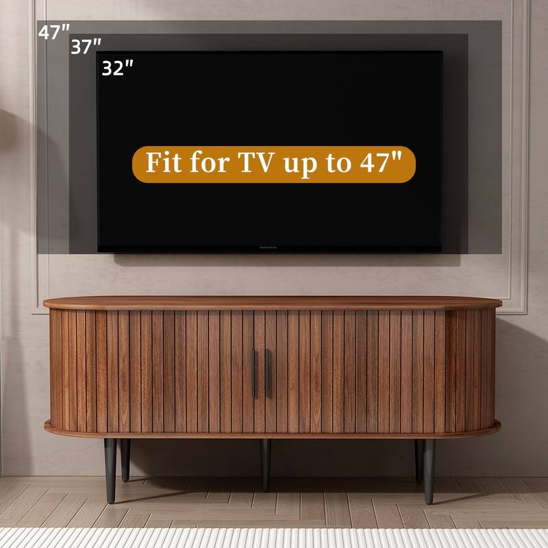 47" Modern TV Console Table with Storage Compartment and Sliding Door, Gaming Entertainment Center with Cabinet for Living Room