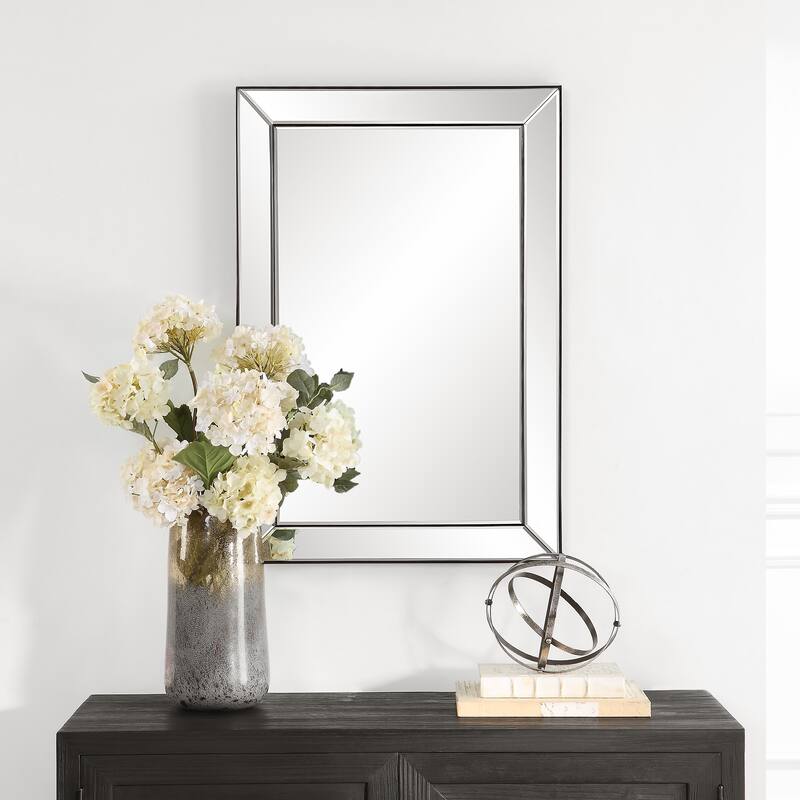 Copper Grove Mirrored Dark Bronze Frame Rectangular Wall Mirror