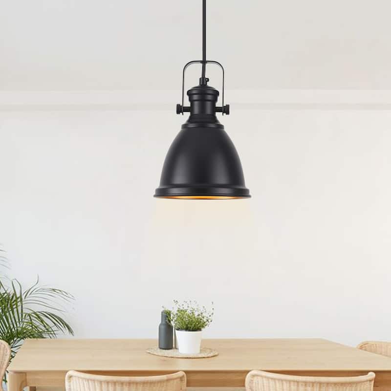 1-Light Industrial Pendant Light with Metal Shade for Bedroom Dining Room Kitchen
