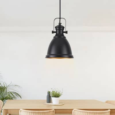 1-Light Industrial Pendant Light with Metal Shade for Bedroom Dining Room Kitchen
