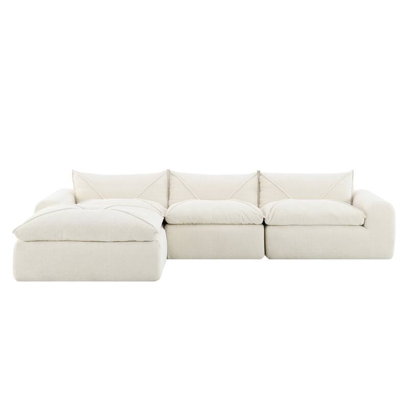 116" Chenille Fully Compressed Sectional Sofa with High-Density Foam, and 6-Seater Modular Cloud Couch