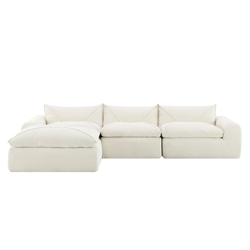 Particle Chenille Sectional Sofa Pull-line Pull-point Design Sofa with Movable Ottoman
