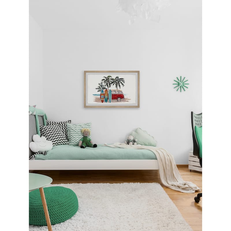 'Red Surf Van' Framed Painting Print