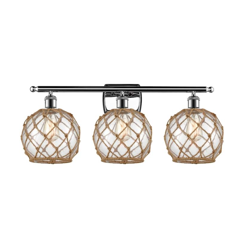Innovations Lighting Farmhouse Rope 3 Light 26" Wide Bathroom Vanity - Polished Chrome / Clear / Black