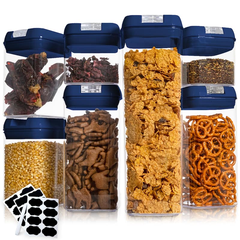 Cheer Collection 7-piece Stackable Airtight Food Storage Container Set - Navy