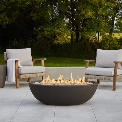 Riverside 48" Oval Propane Fire Bowl in Shale by Real Flame