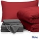 preview thumbnail 29 of 79, Bare Home Bed-in-a-Bag Down Alternative Comforter & Sheet Set Red/Grey - Twin XL