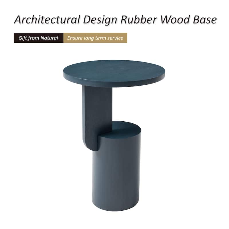 COZAYH Modern Small Drink Table with Geometric Base, Minimalist Tall End Table for Small Space, Natural