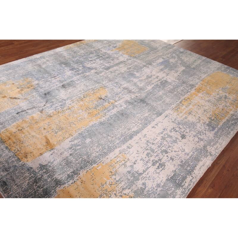 Contemporary Abstract Indian Area Rug Handmade Wool Carpet - 8'0" X 9'8"