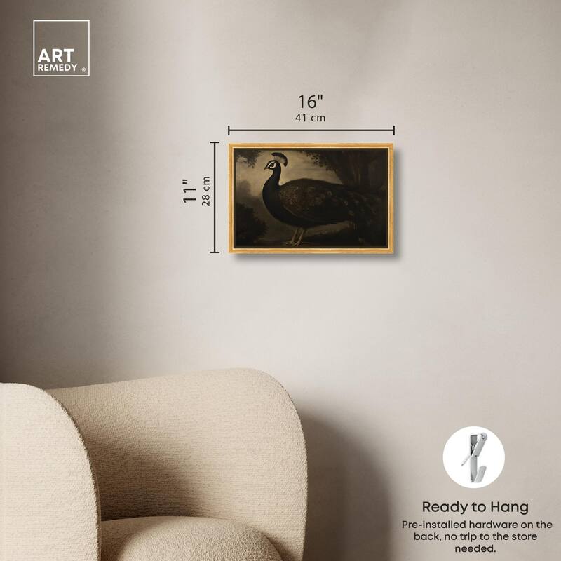 Peacock in Monotone Canvas by Art Remedy