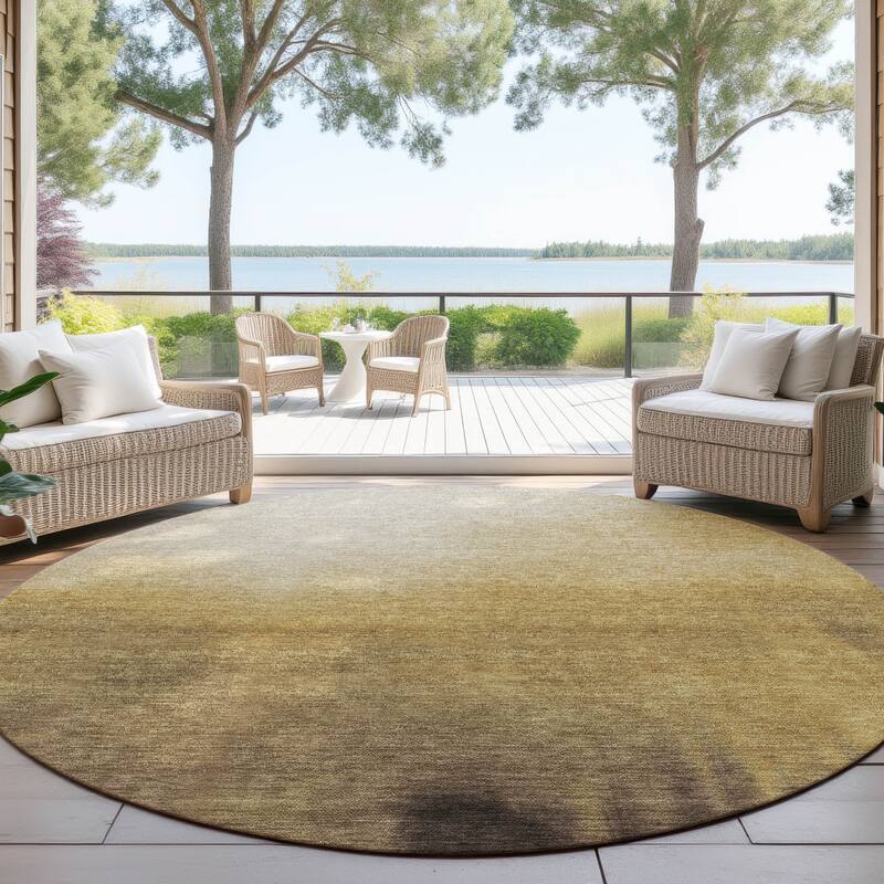 Machine Washable Indoor/ Outdoor Modern Dawn Chantille Rug - Honey - 8' x 8'