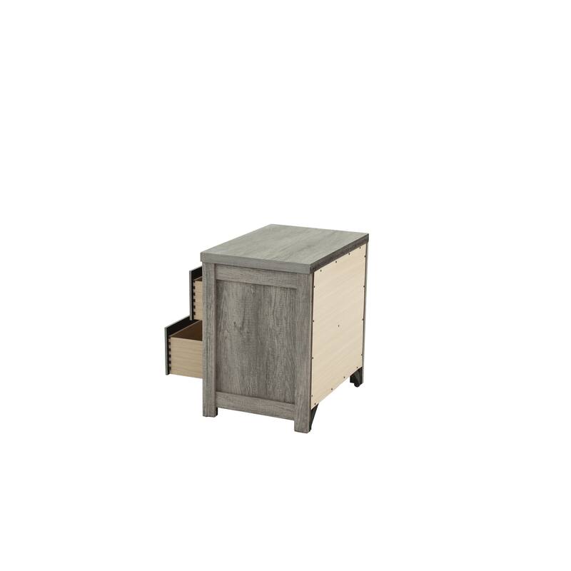 Bedroom Furniture Rustic Light Simple 1pc Nightstand 2-Drawers Bed Side Table Solidwood