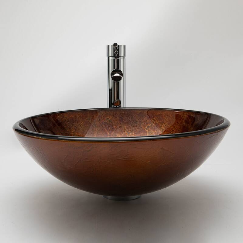 Vinnova Glass Circular Vessel Bathroom Sink without Faucet