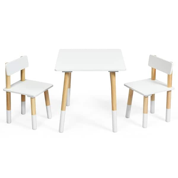 slide 2 of 11, Costway Kids Wooden Table & 2 Chairs Set Children Play Activity Table - See details White - See details