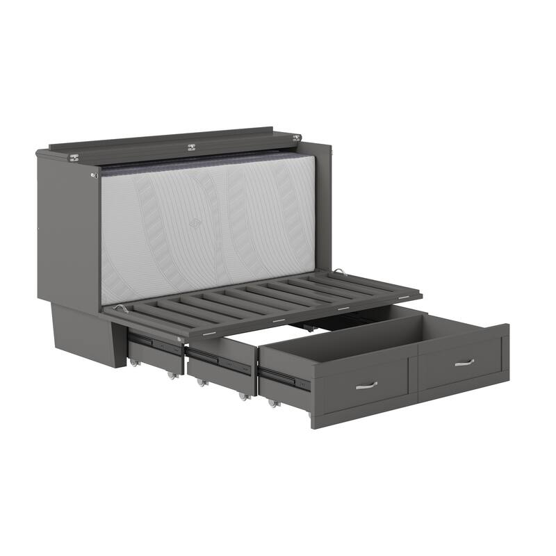 Monroe Queen Murphy Bed Chest with Mattress and Built-In Charger