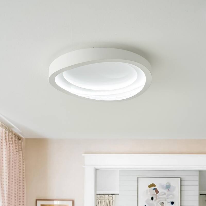 Modern Matte White LED Flush Mount Ceiling Light for Kitchen - White