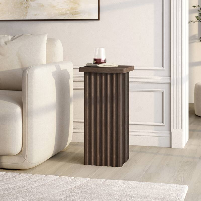 Bourne 10.75" Wide Square Fluted Side Table - 10.75" Wide