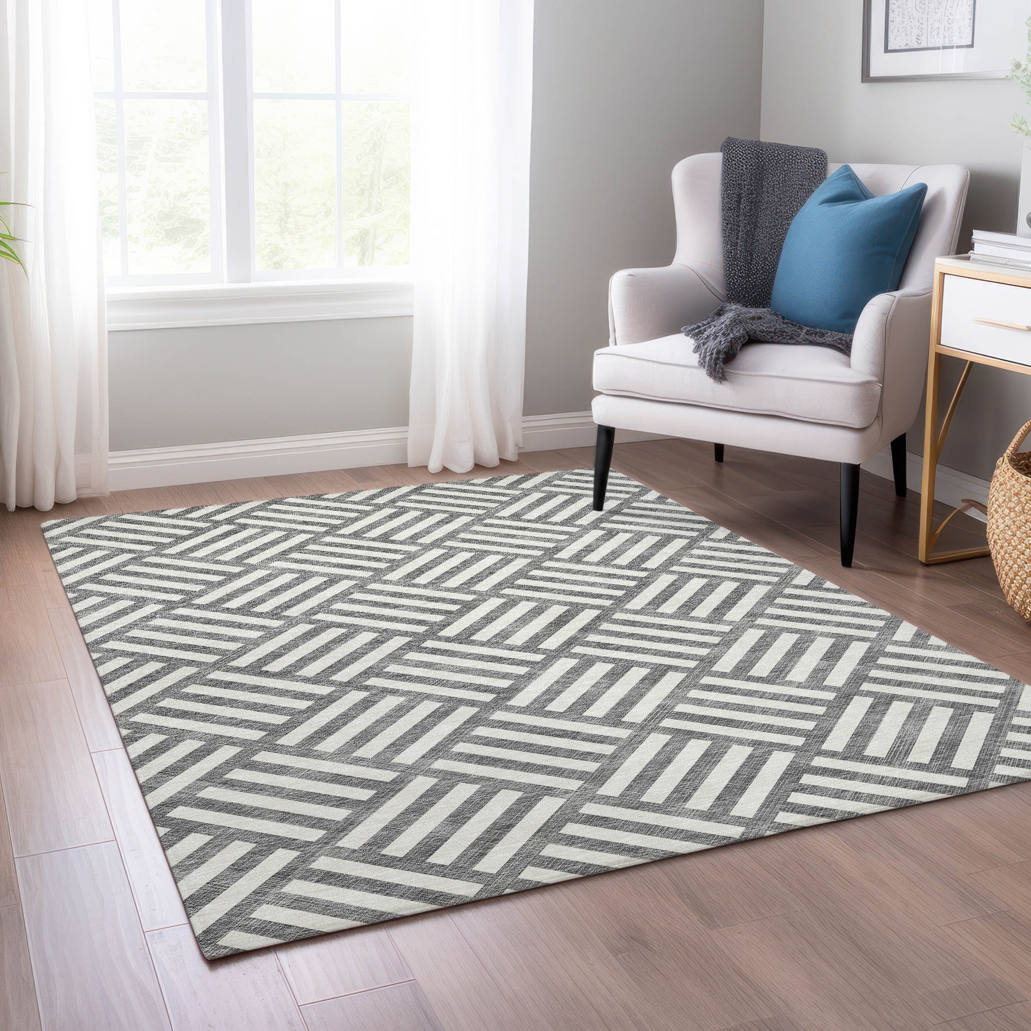 Machine Washable Indoor/ Outdoor Chantille Contemporary Geo Rug
