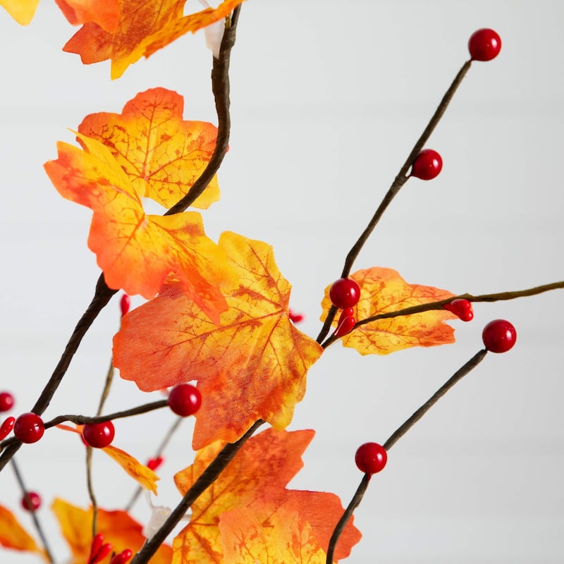 Pre-Lit Artificial Maple Fall Harvest Tree with Berries - 4' - Warm White LED Lights