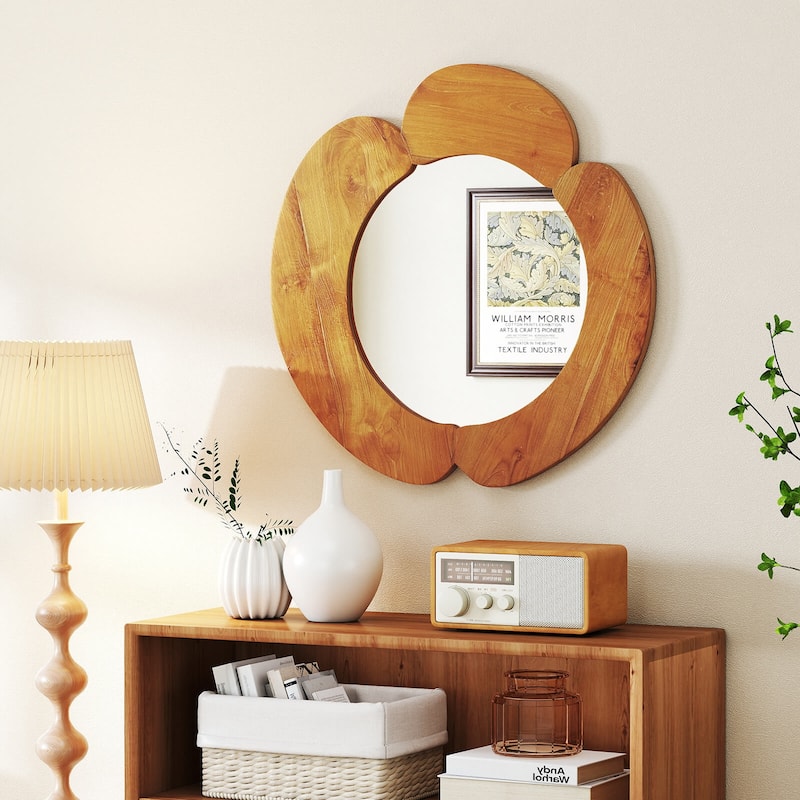 Costway Irregular Wall Mirror 29 Inch Rustic Hanging Vanity Mirror - Natural - See Details
