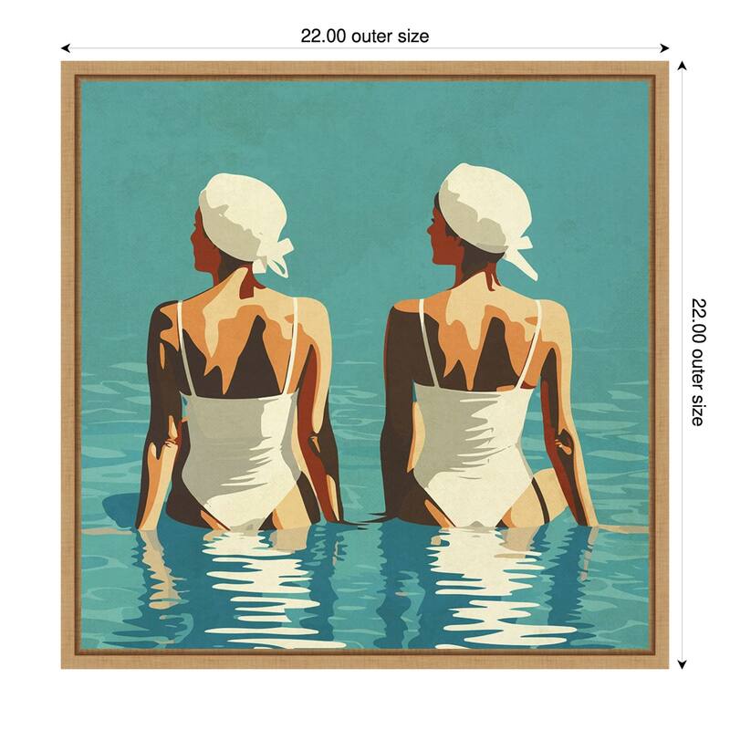 Two Friends At The Beach by Layla Oz Framed Canvas Wall Art Print - Sylvie Maple