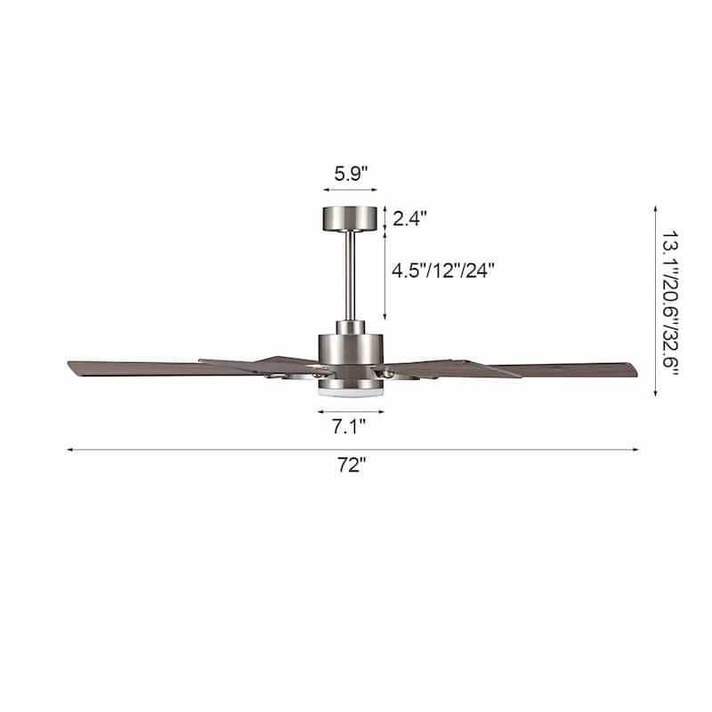 WINGBO 60-inch/72-inch 8-Blades Indoor DC Motor Ceiling Fan With LED Light and Remote Control