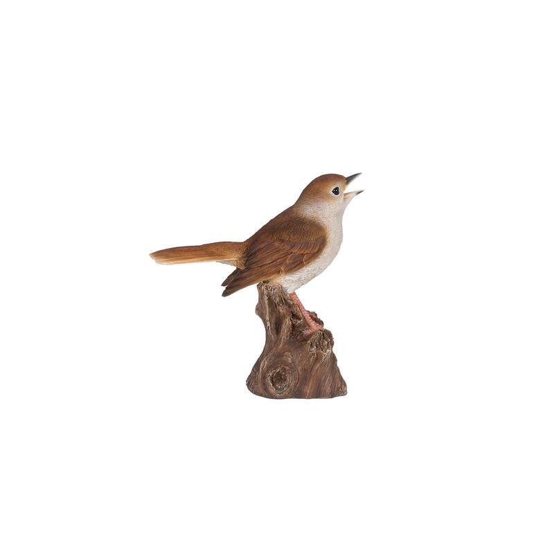 6.25" Brown Motion Activated Singing Nightingale Stump Figurine