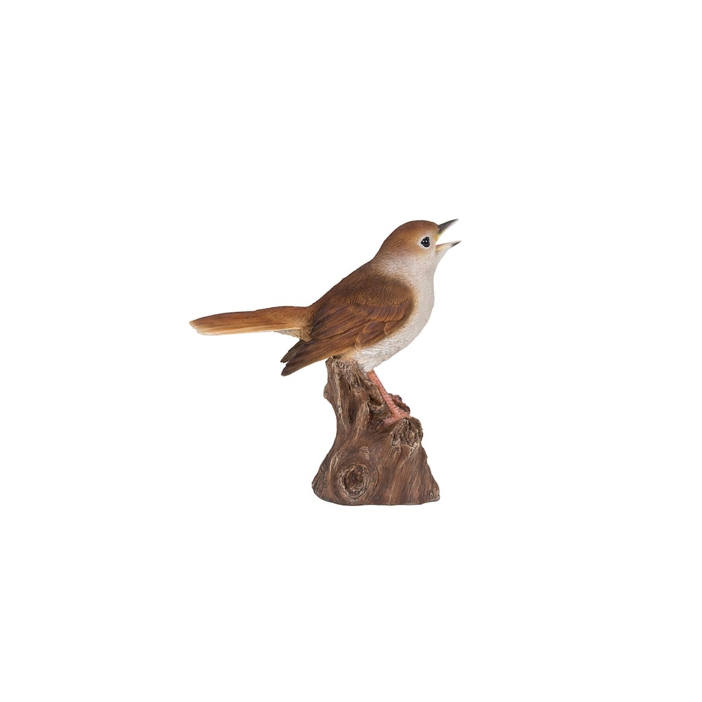 6.25" Brown Motion Activated Singing Nightingale Stump Figurine