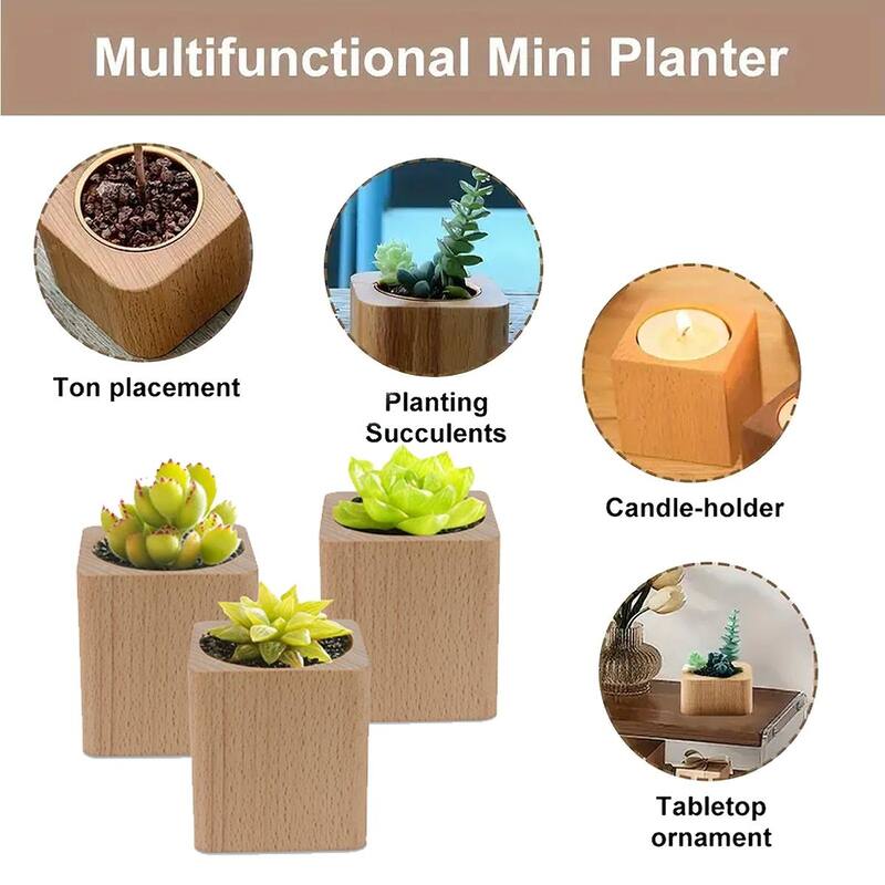 Modern Natural Finish Tealight Candle Holder, Set of 3