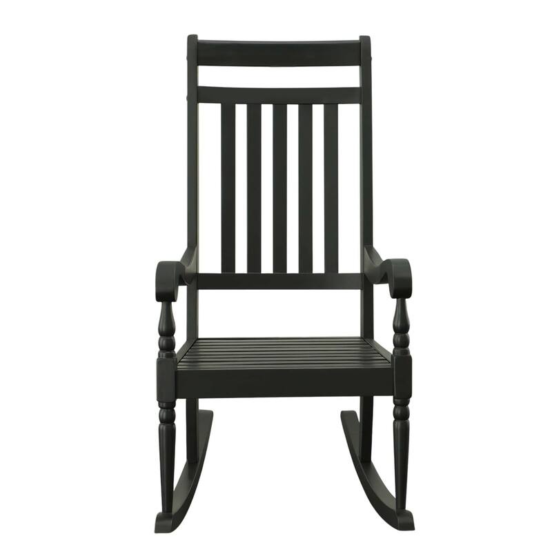 Wooden Slat Outdoor Patio Rocker Chair - 45" - Black