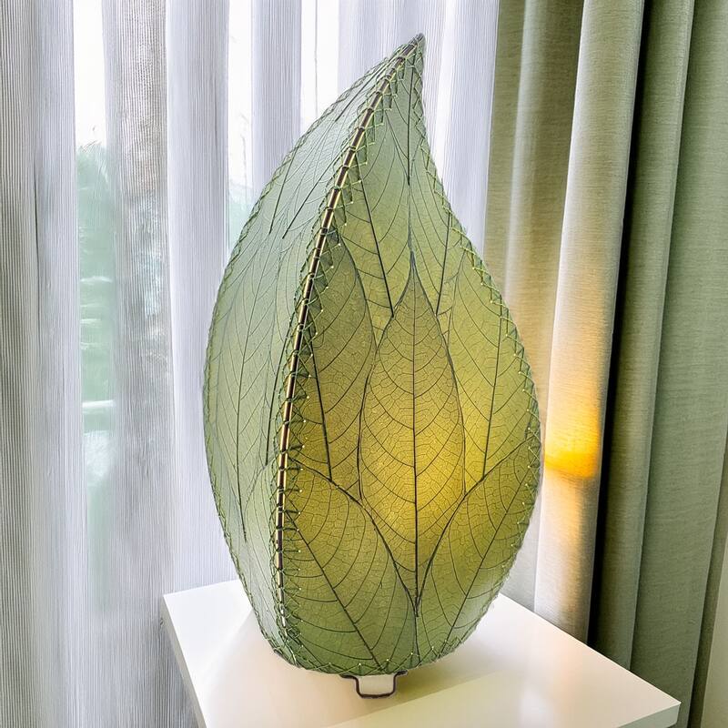 Eangee Handmade 24 Inch Leaflet Lamp, Cocoa Leaves Shade, 12 x 6 x 24 in. - 12 x 6 x 24