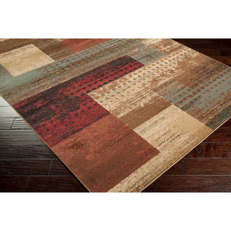 Woven Aurora Burgundy Contemporary Geometric Area Rug - 3' x 7'2" Runner