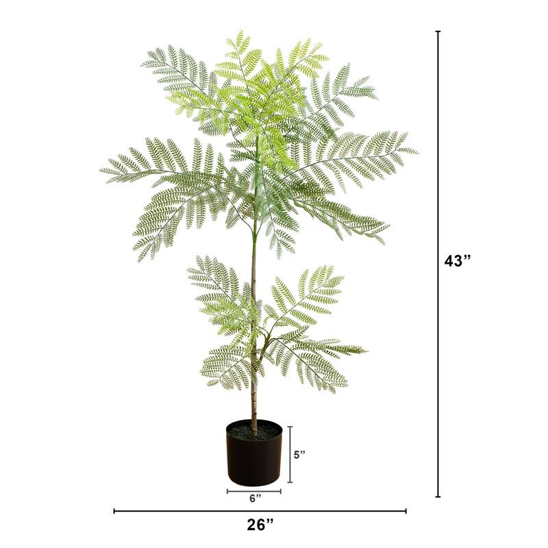 Potted Jacaranda Artificial Tree with Planter - 3.5' - Green